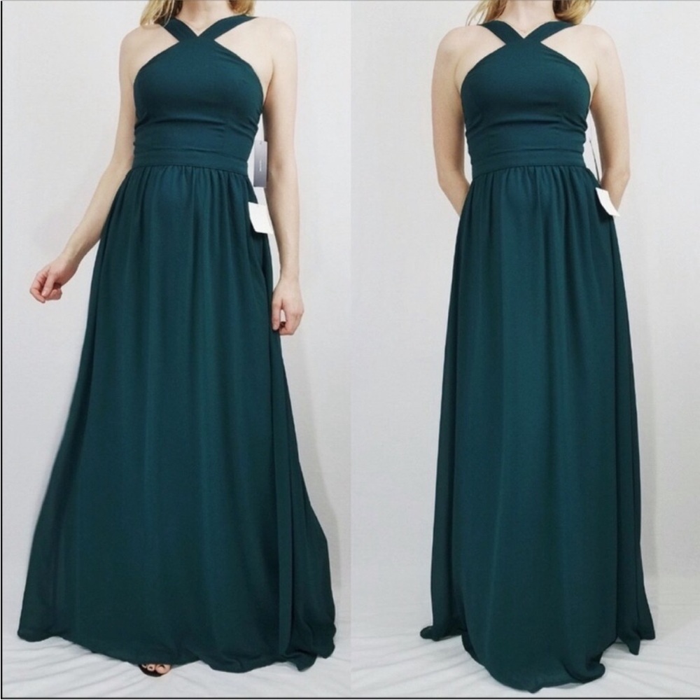 Lulus Air Of Romance Green Maxi Dress Size S